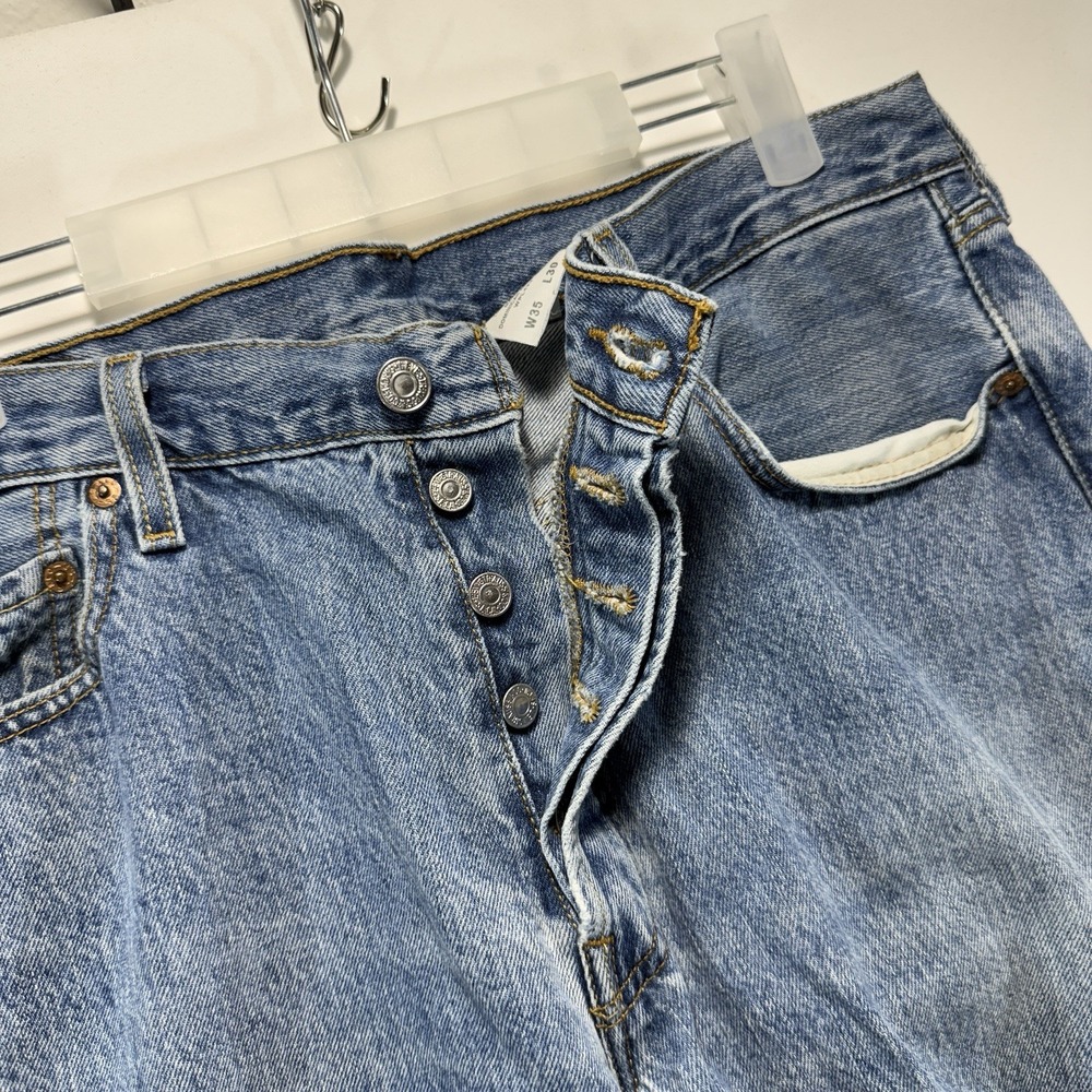 Levi's VTG Jeans Mens 35x30 Fits 33x27 Blue 501 Straight Button Fly 90s - Picture 13 of 16
